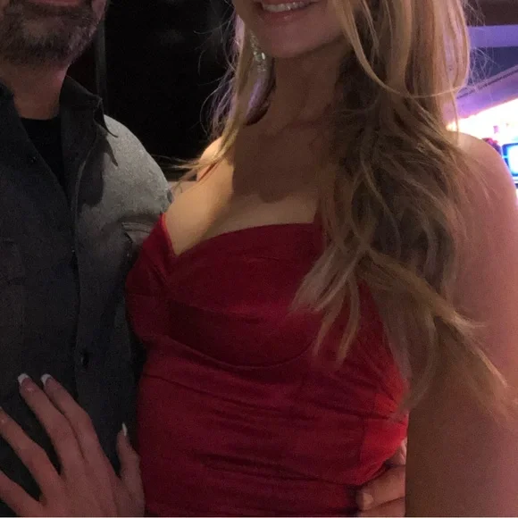 Bebe RED HOT CHILI PEPPER Bustier bodice zipper satin sexy Valentine dress Vegas - Picture 8 of 9